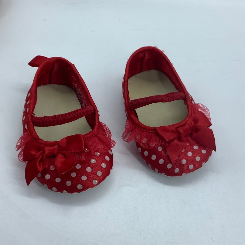 Disney‎ Minnie Mouse Baby Shoes 6-12 Months Polka Dot Red Bows